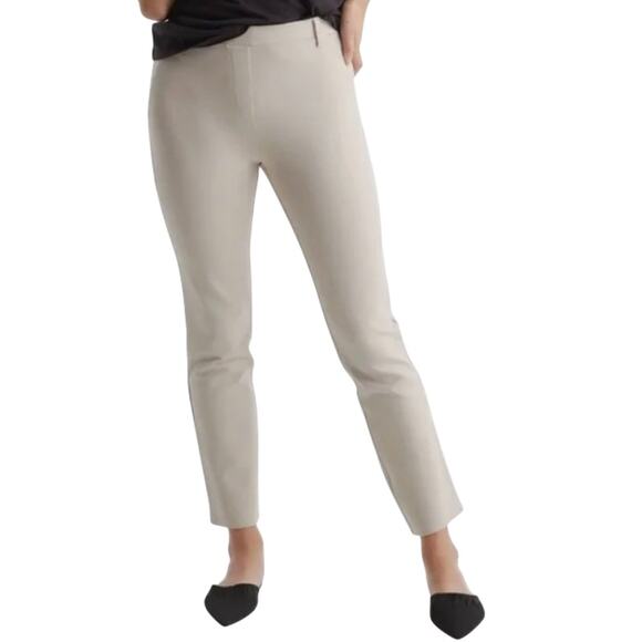Quince Ponte Pant Ultra Stretch Straight Leg Ecru Sz M #111 - Picture 3 of 4